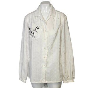 Elegant White Button Down Shirt with Cat Design